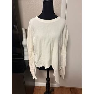 Madewell Cream Long Sleeve Textured Top | Relaxed Fit | Asymmetrical Hem Sz M